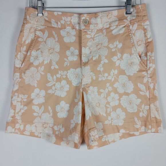 Jachs Girlfriend Shorts Size S Tan White Floral High Rise Excellent Condition - Picture 1 of 9